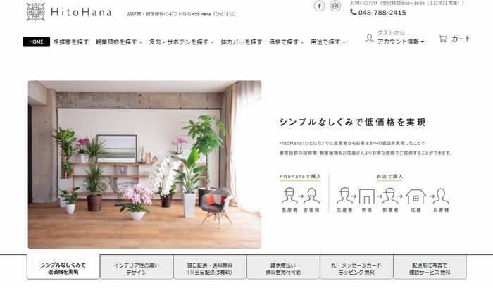 胡蝶蘭の通販サイト　ひとはな